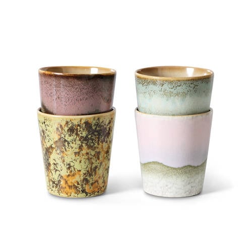 HKLIVING koffiekopje 70s (Ø7,5 cm) (180 ml) (set van 4) afbeelding