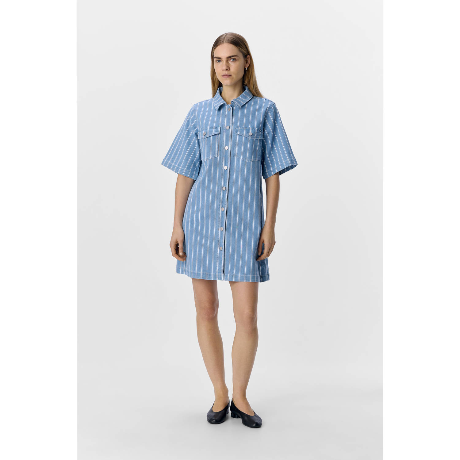 OBJECT blousejurk light blue denim