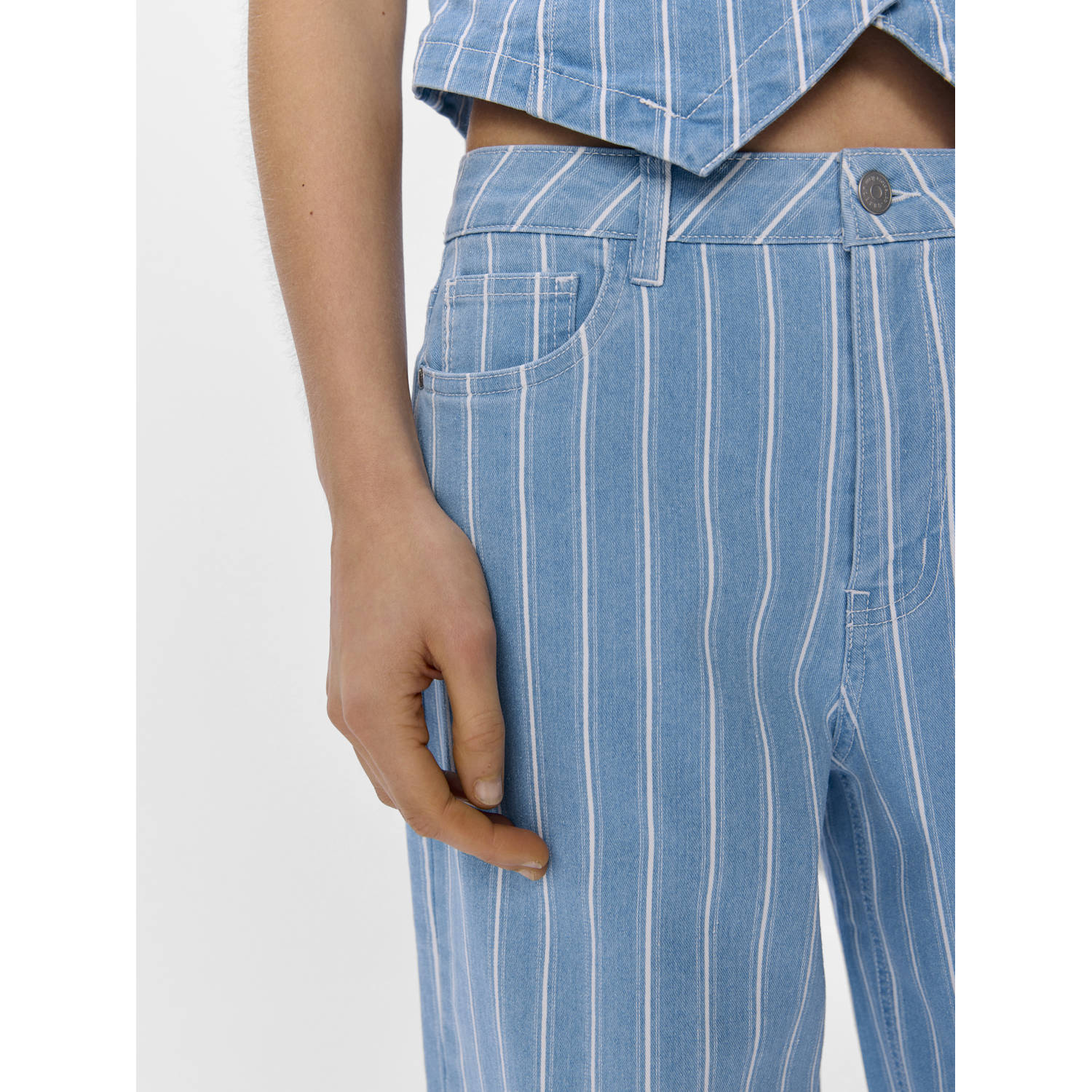 OBJECT wide leg jeans light blue denim