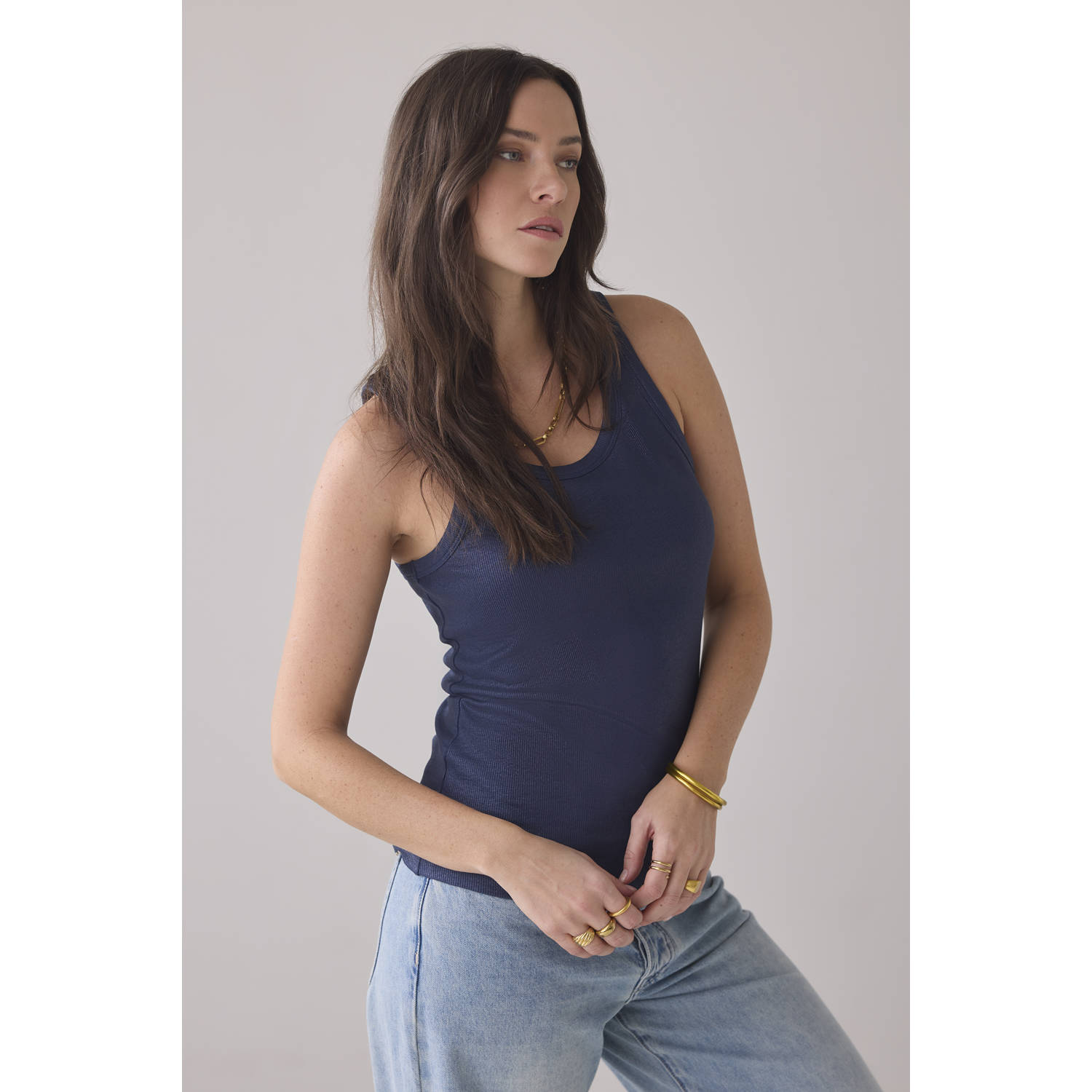 Summum mouwloze top donkerblauw