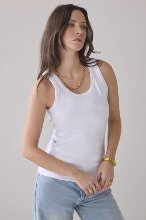 mouwloze top wit