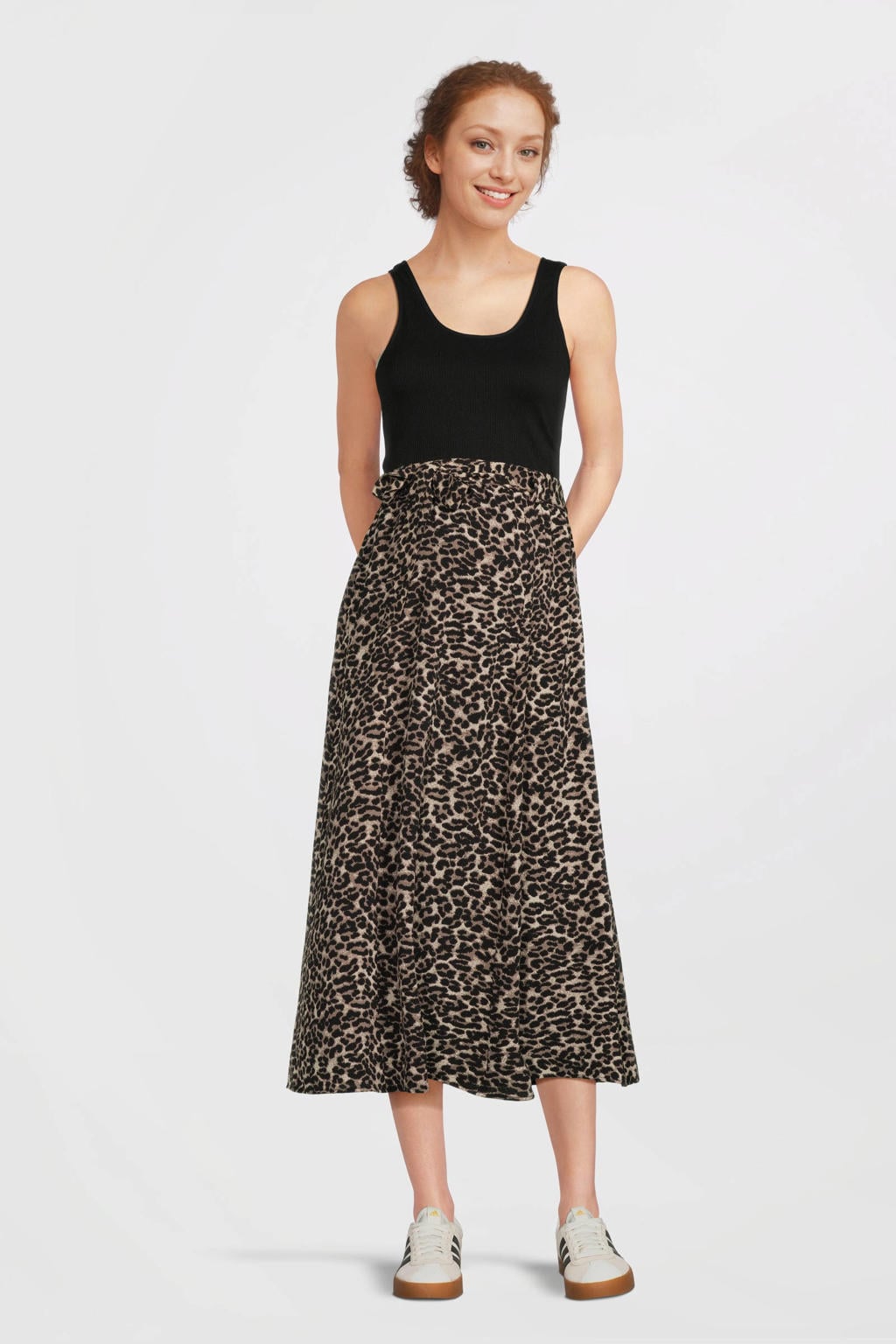 Lichtgrijze dames ONLY MATERNITY zwangerschaps midi rok van polyester met regular waist en effen