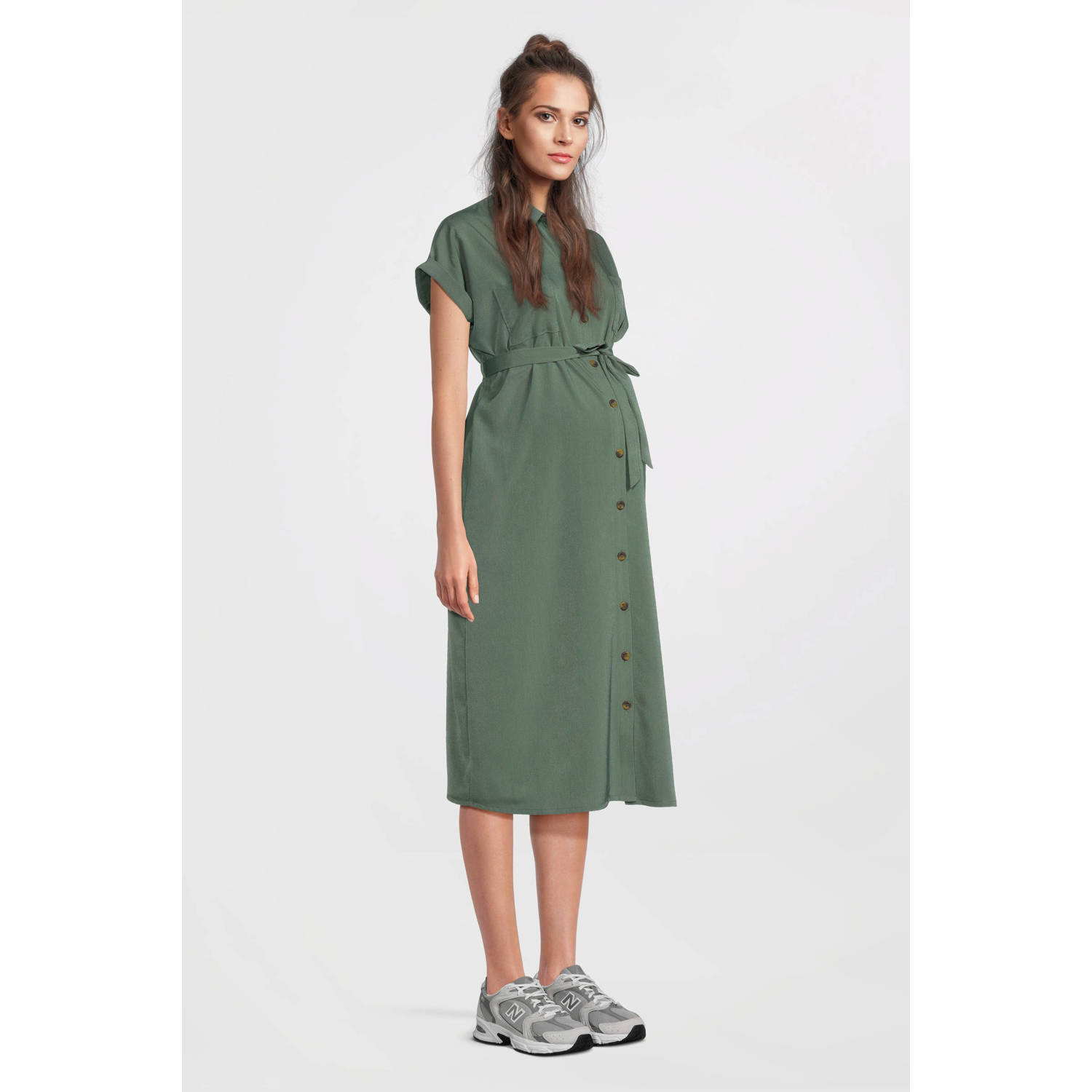 ONLY MATERNITY zwangerschaps- en voedings midi jurk groen
