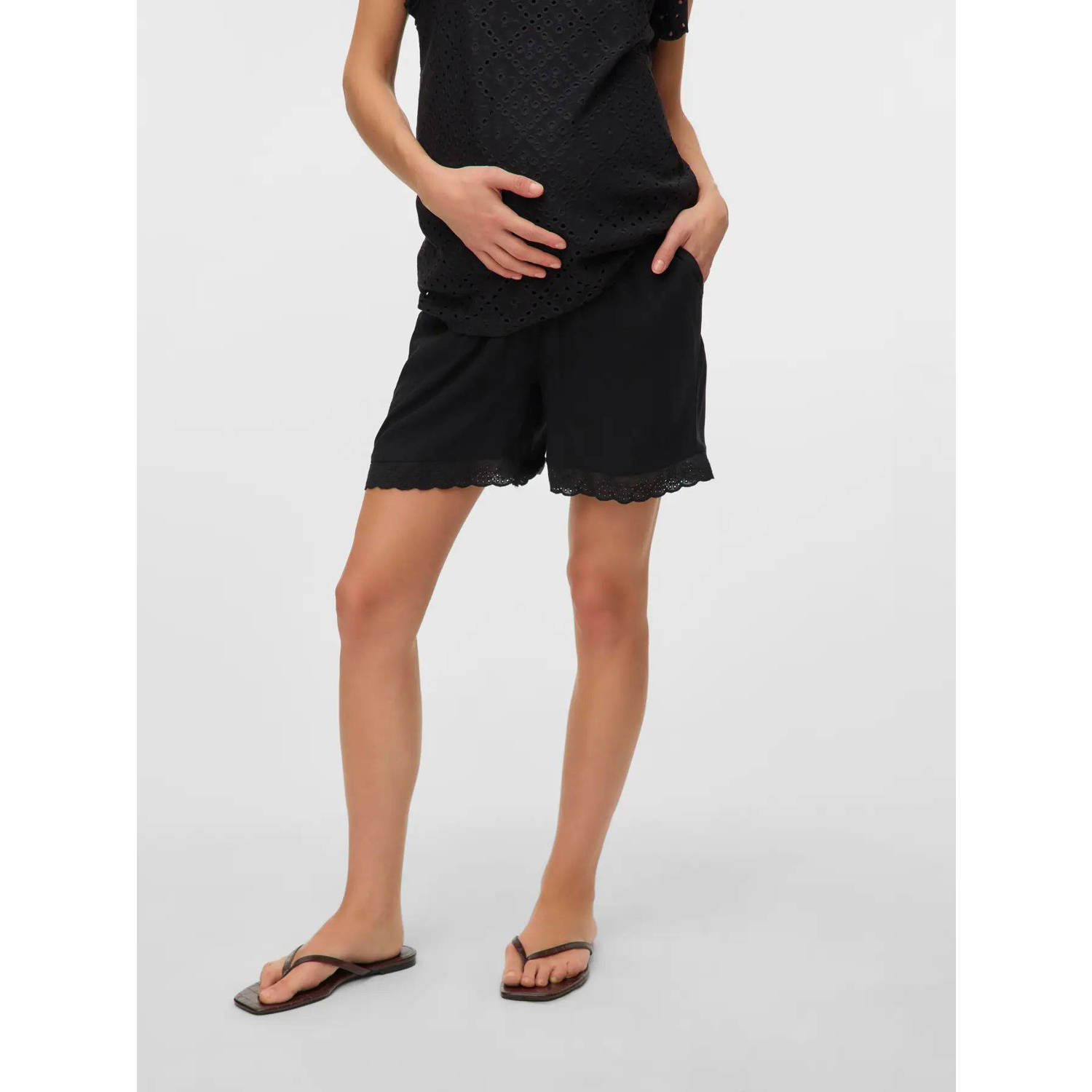 VERO MODA MATERNITY regular high waist zwangerschaps casual short zwart