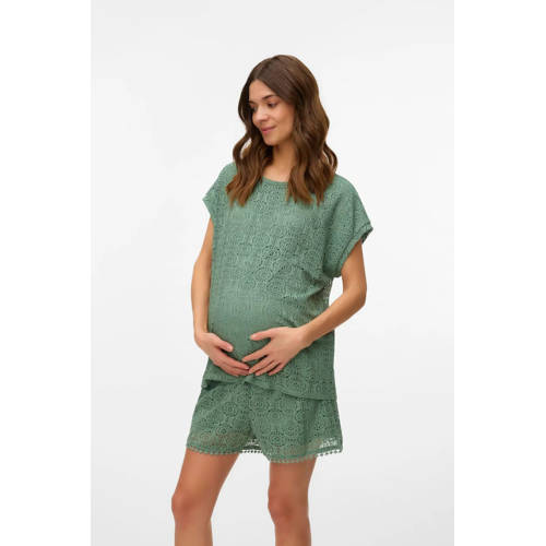 VERO MODA MATERNITY zwangerschaps T-shirt groen gehaakt afbeelding