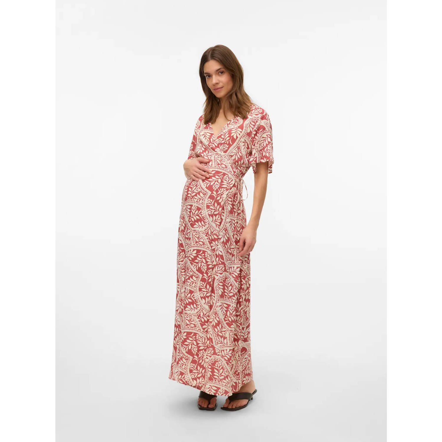 VERO MODA MATERNITY zwangerschaps maxi jurk rood