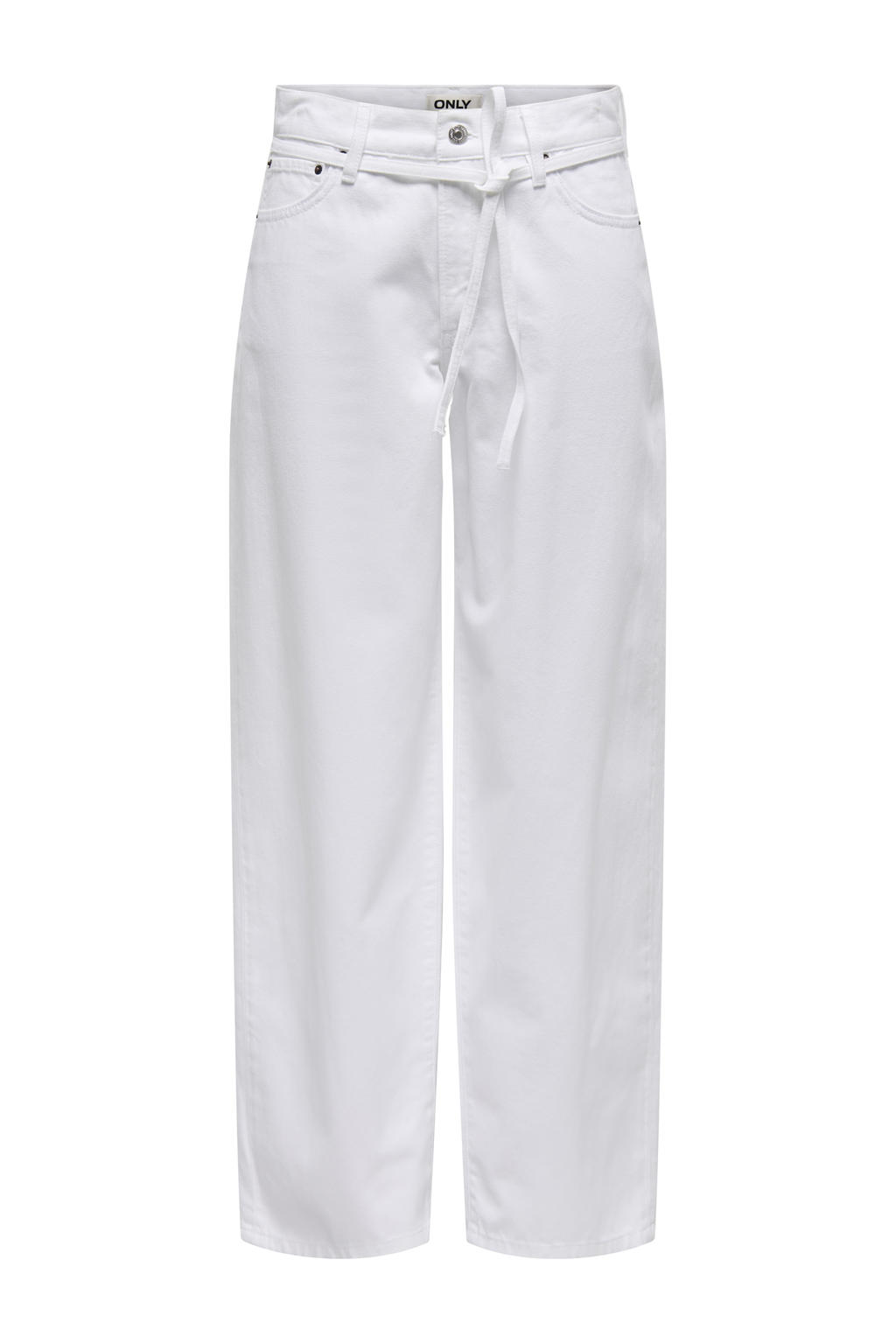 Witte dames ONLY van denim met regular waist, rits- en knoopsluiting en effen
