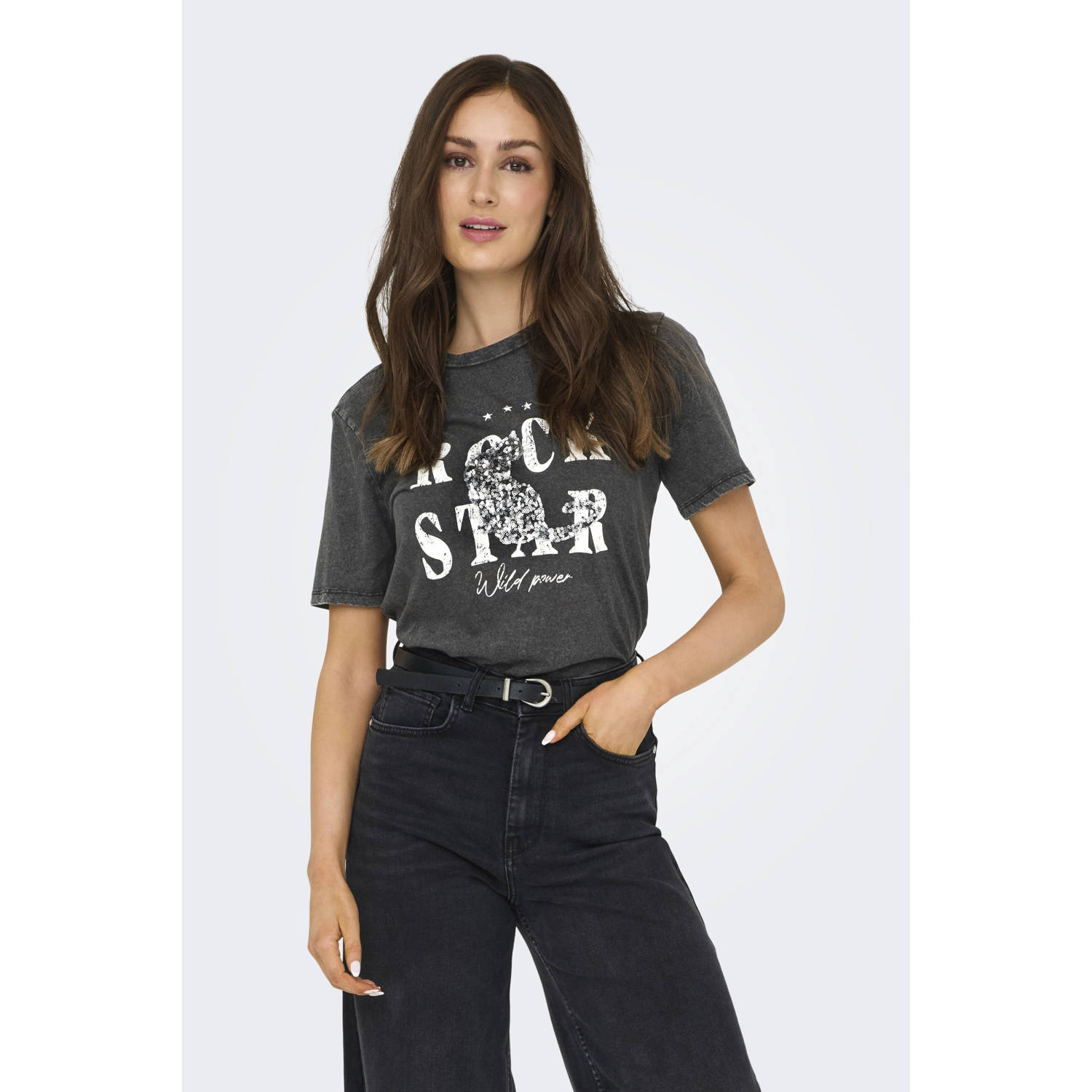 Only Shirt met korte mouwen ONLLUCY LIFE S S TIGERS TOP BOX JRS