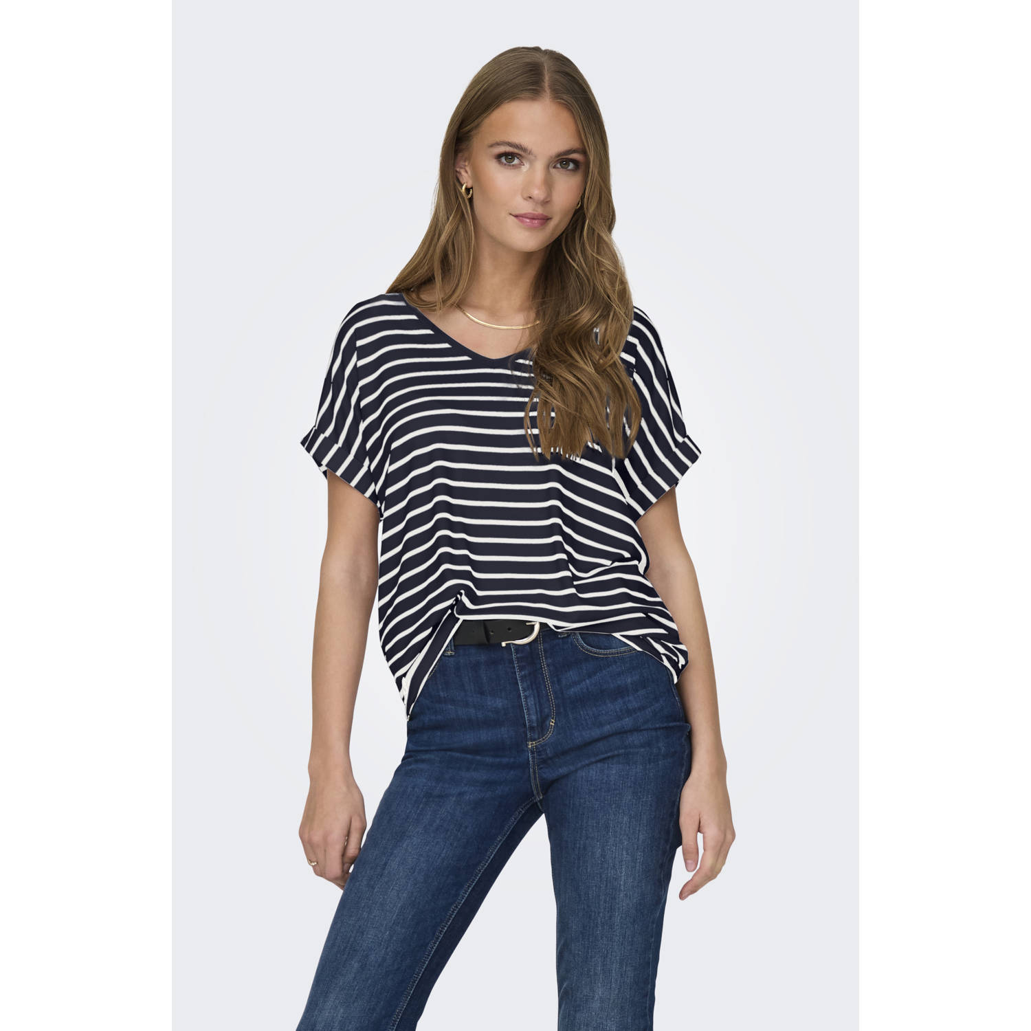 Only Shirt met V-hals ONLMOSTER V-NECK TOP JRS