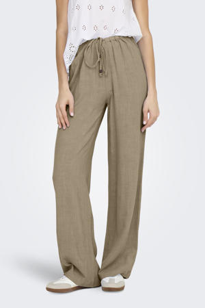 wide leg regular waist casual broek lichtbruin