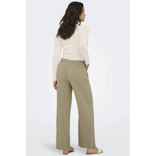 ONLY wide leg regular waist casual broek lichtbruin afbeelding