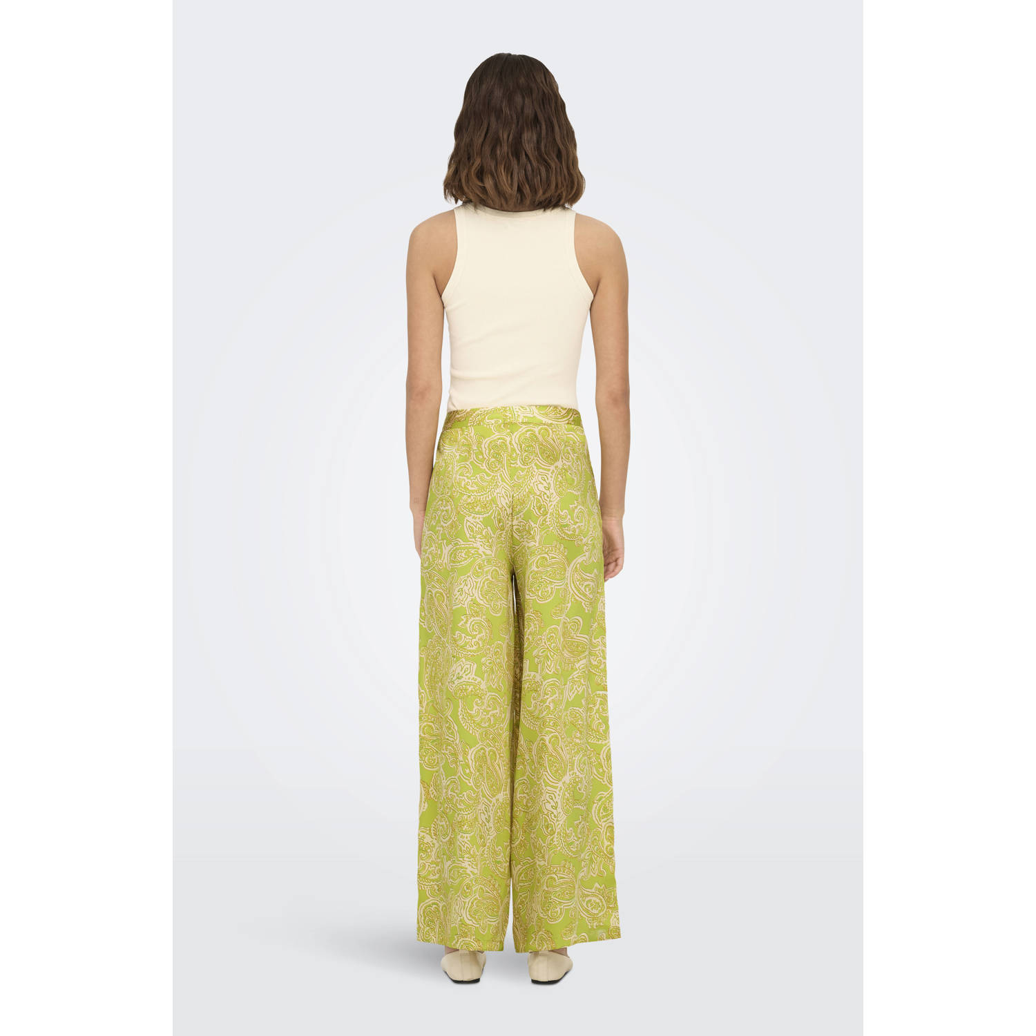 ONLY wide leg high waist casual broek geel