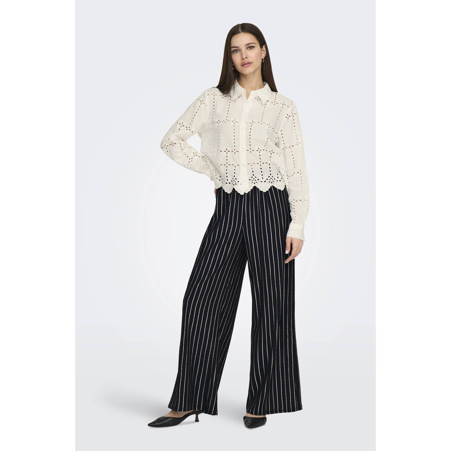 ONLY regular waist casual broek zwart gebreid
