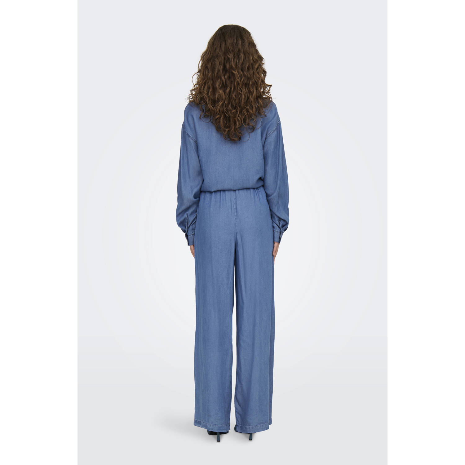 ONLY regular high waist casual broek medium blue denim