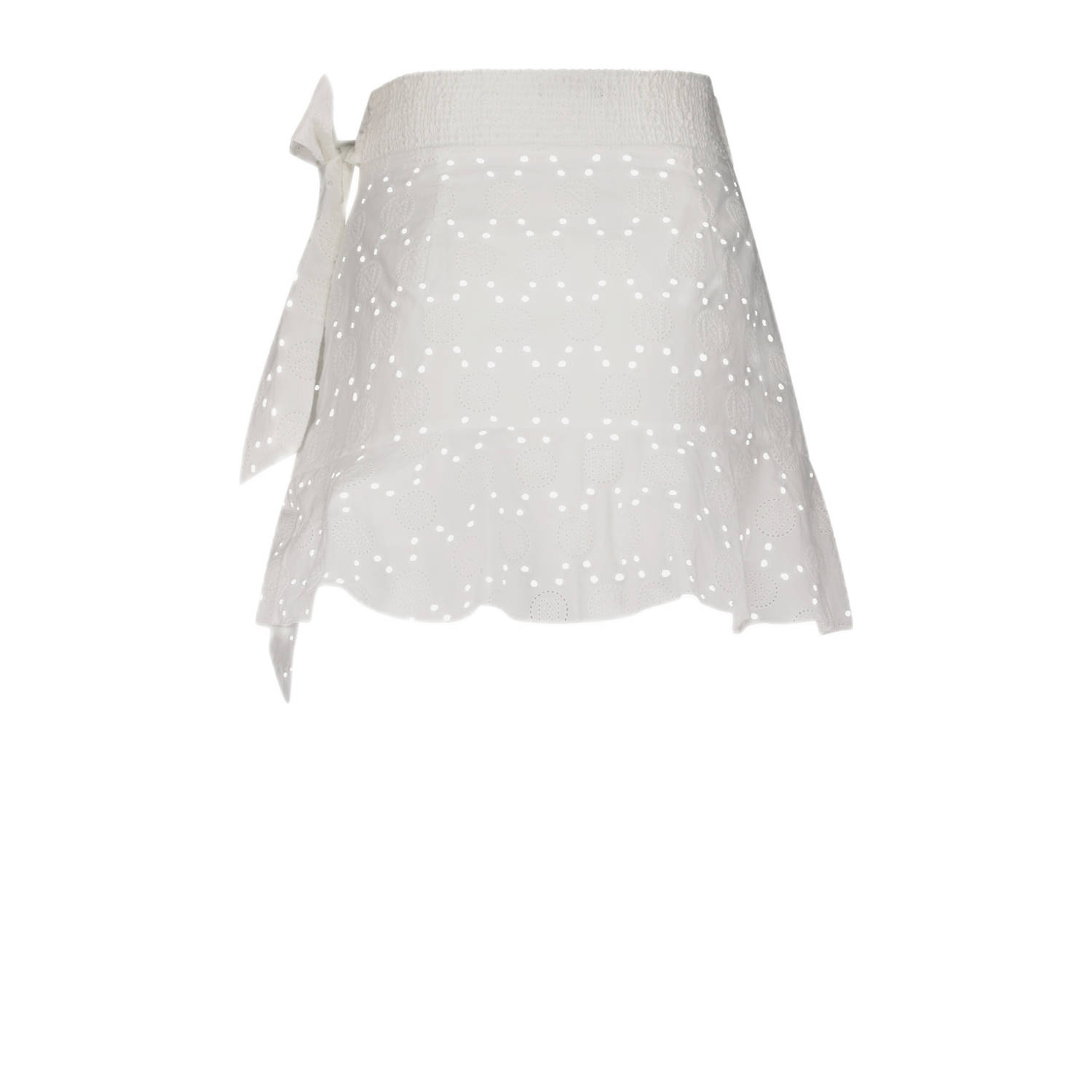 NIKKIE wikkelrok broderie wit
