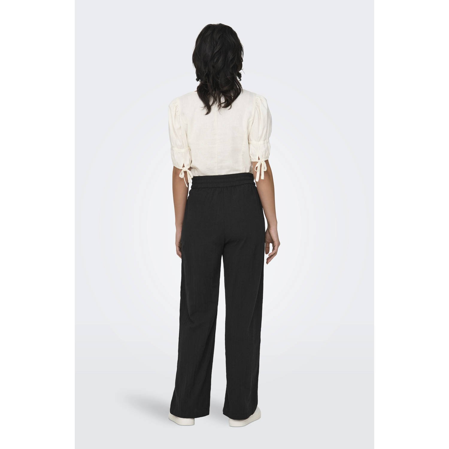 ONLY wide leg regular waist casual broek zwart