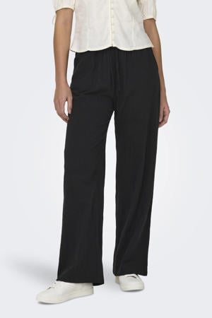 wide leg regular waist casual broek zwart