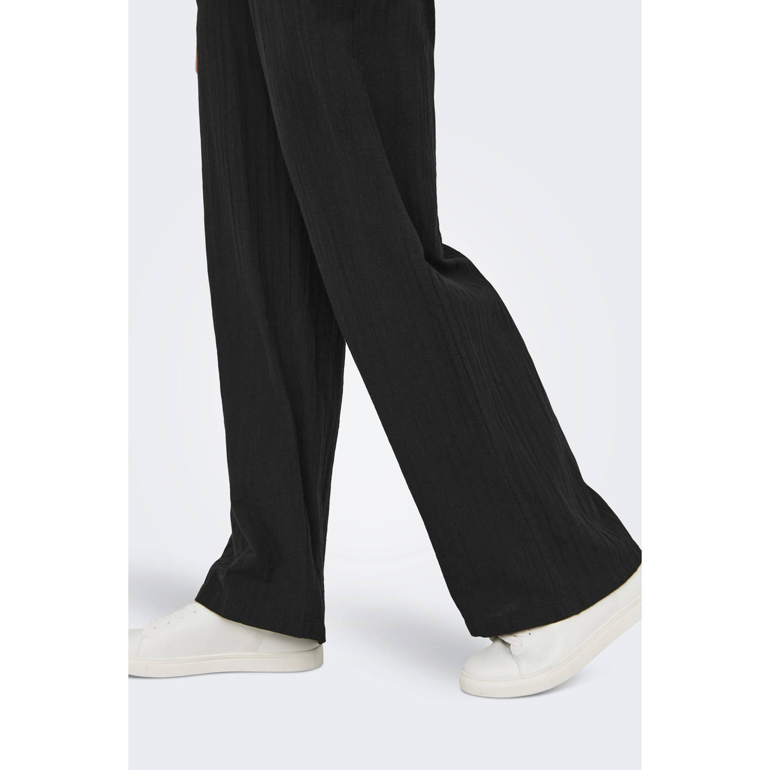 ONLY wide leg regular waist casual broek zwart