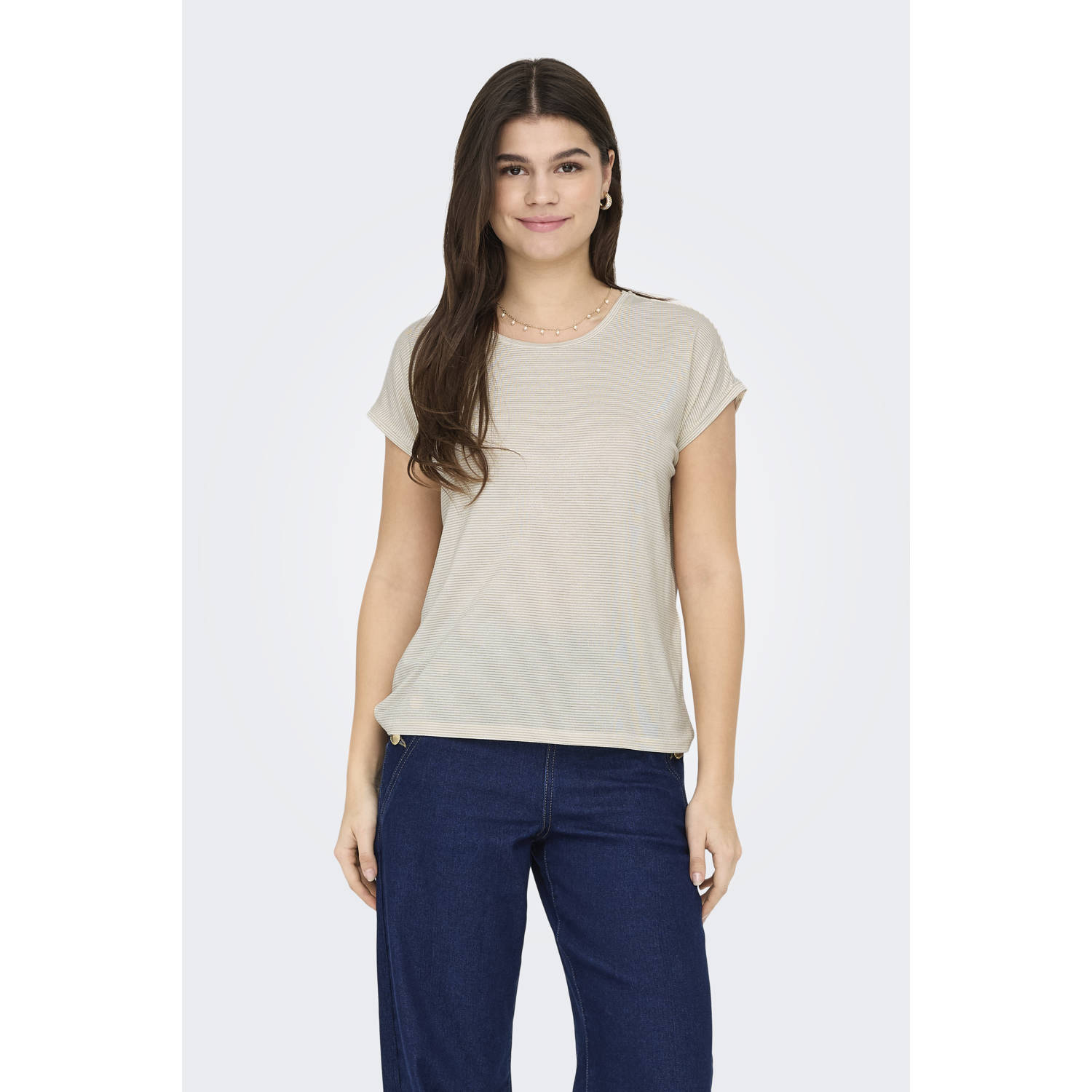 Only Shirt met korte mouwen ONLCLAUDIA S S GLITTER STRIPE TOP JRS