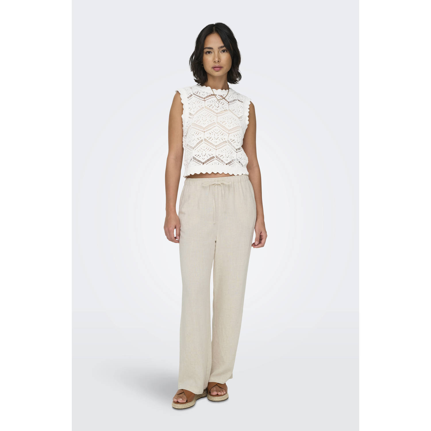ONLY straight regular waist casual broek beige