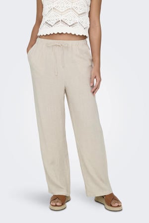straight regular waist casual broek beige