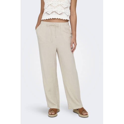 ONLY straight regular waist casual broek beige afbeelding