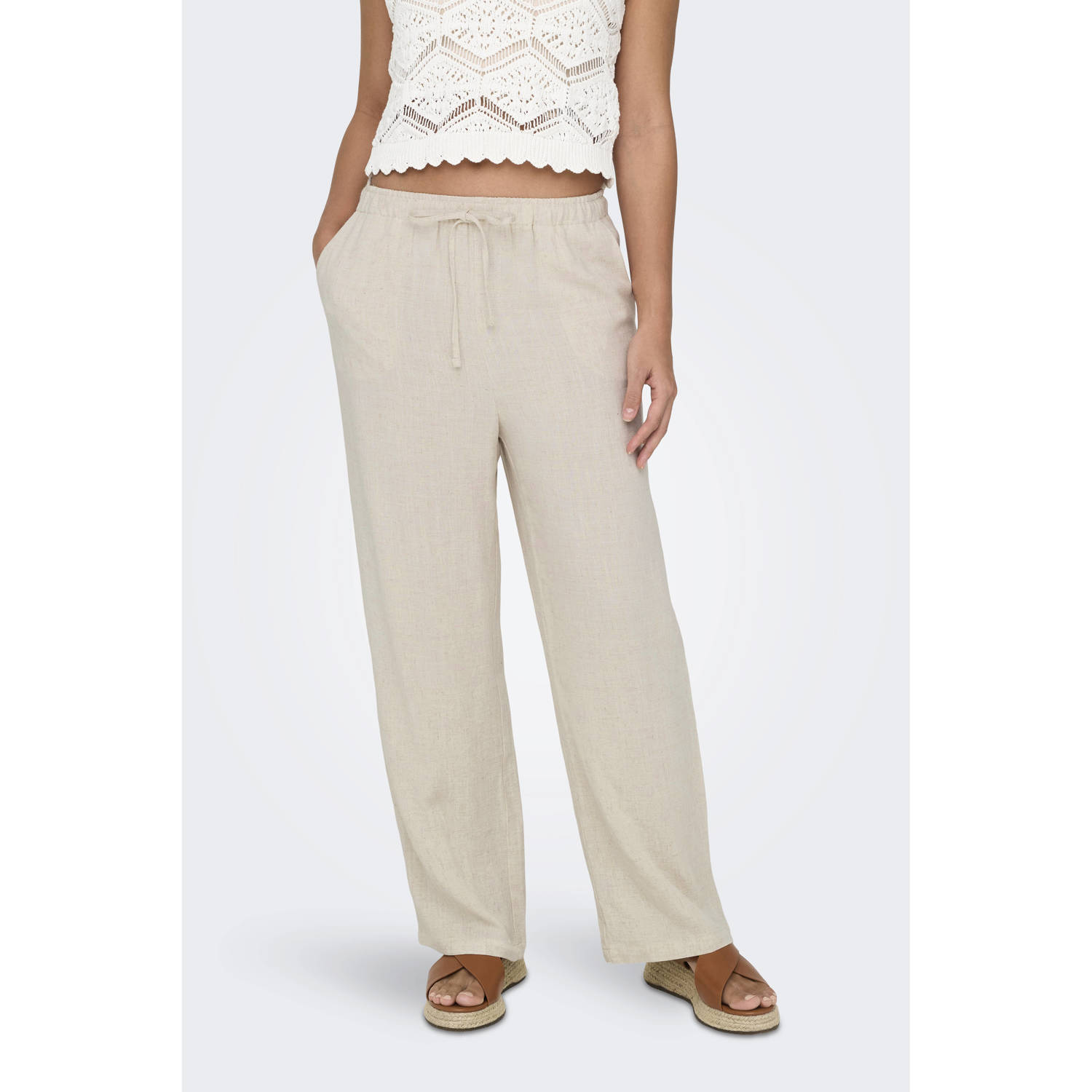 ONLY straight regular waist casual broek beige