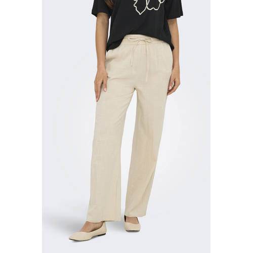 ONLY wide leg regular waist casual broek zand afbeelding
