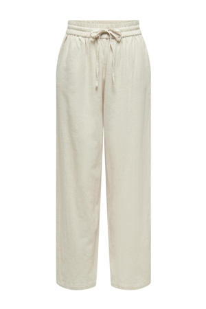 wide leg regular waist casual broek zand