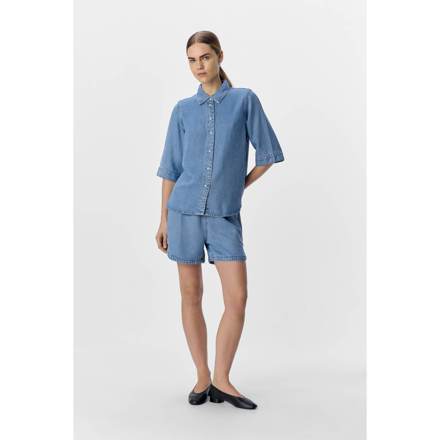 OBJECT blouse light blue denim