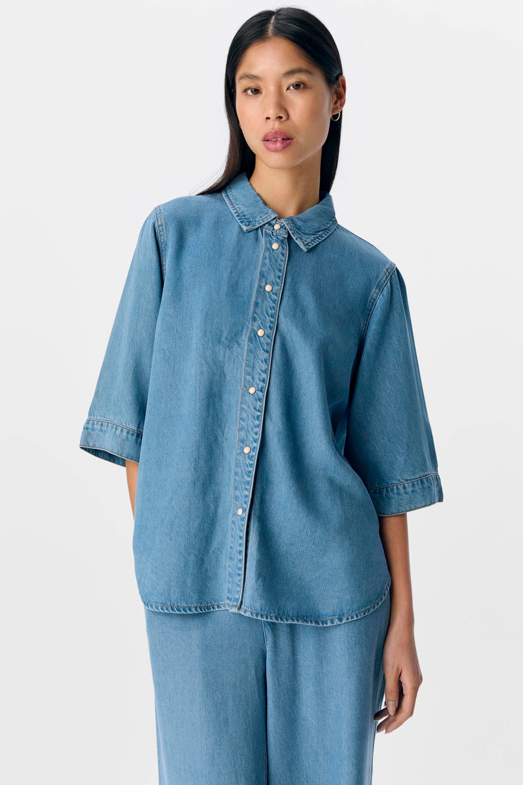 OBJECT blouse light blue denim