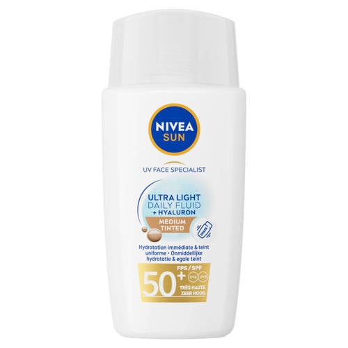NIVEA SUN UV Face Specialist Ultra Light Daily Fluid - SPF50+ - Medium Tinted - 40 ml afbeelding