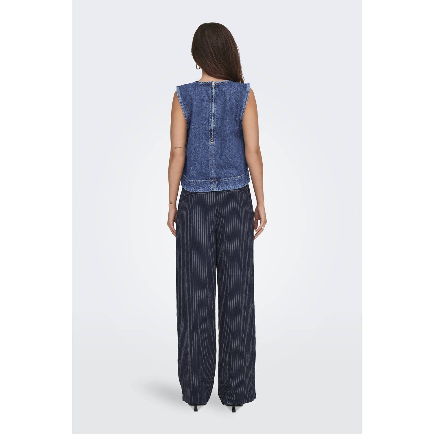 ONLY mouwloze top medium blue denim