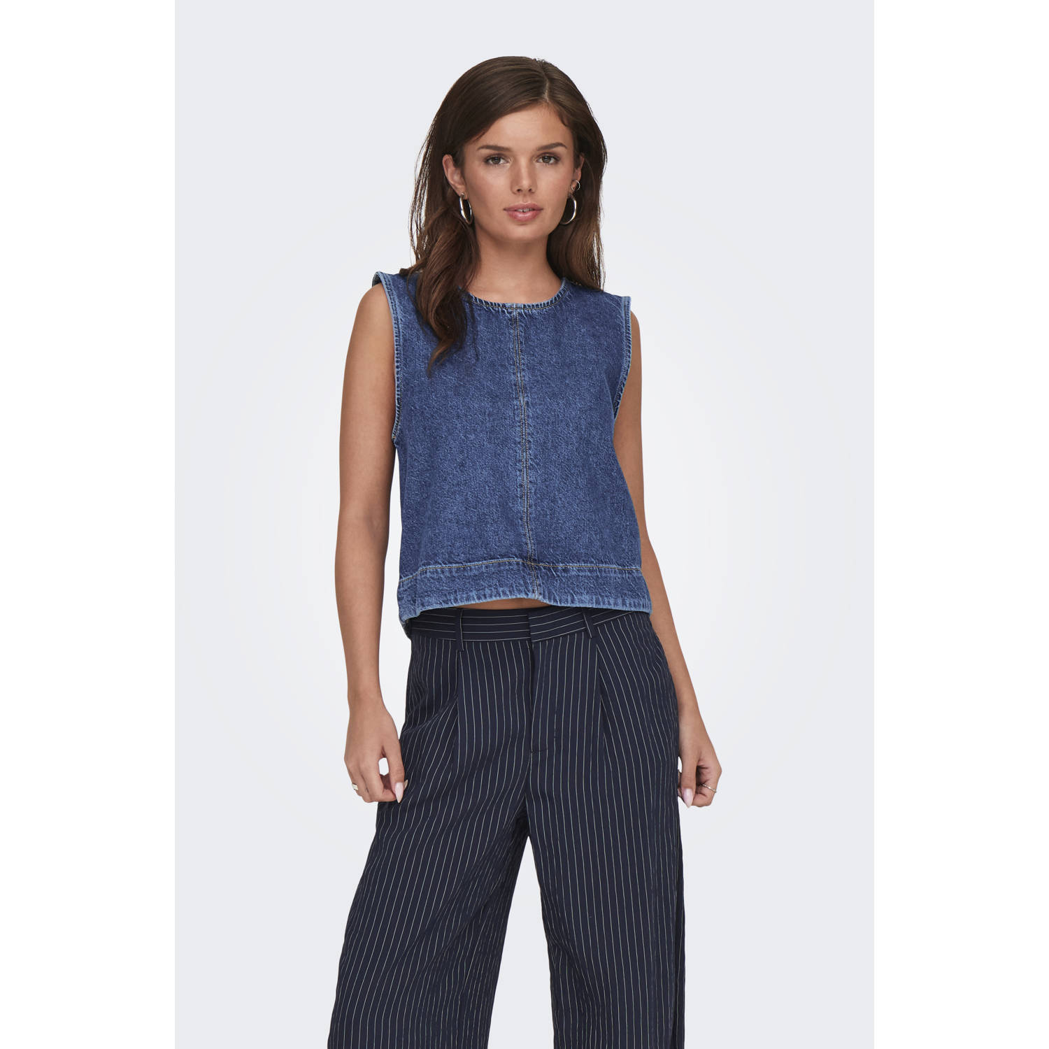 ONLY mouwloze top medium blue denim