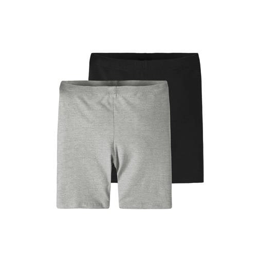 NAME IT KIDS biker short - set van 2 zwart/grijs melange afbeelding