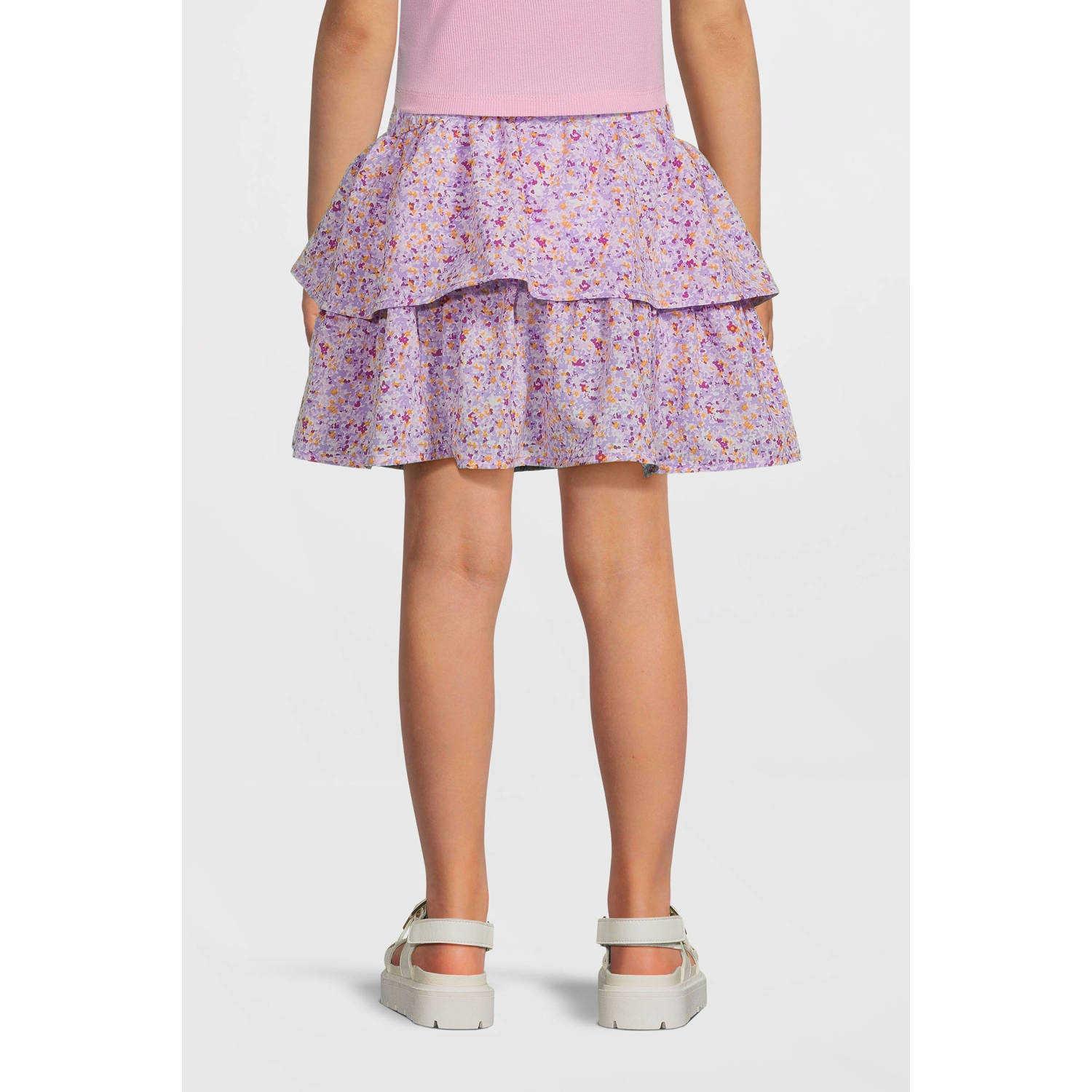 NAME IT KIDS A-lijn rok lila wit