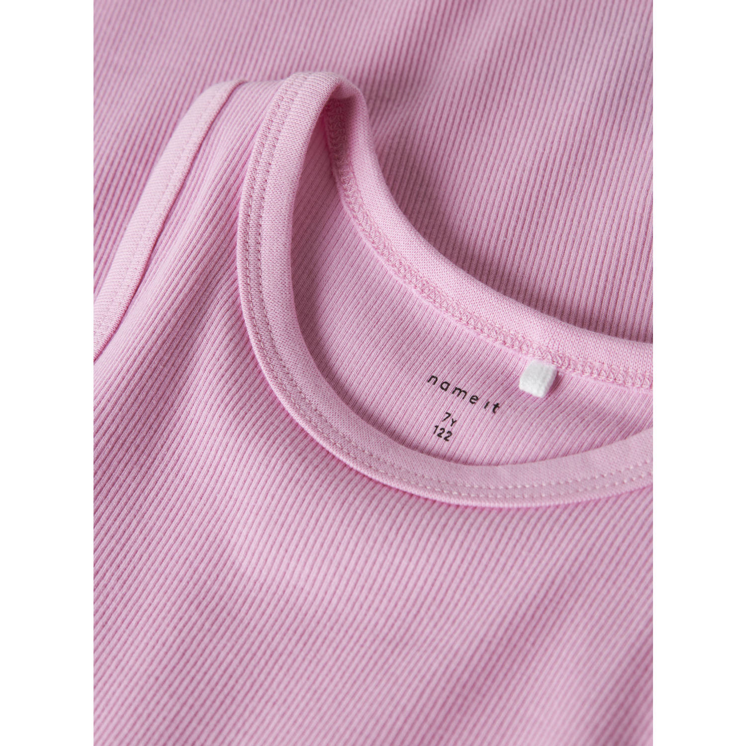 NAME IT KIDS zomerjurk rib gebreid roze