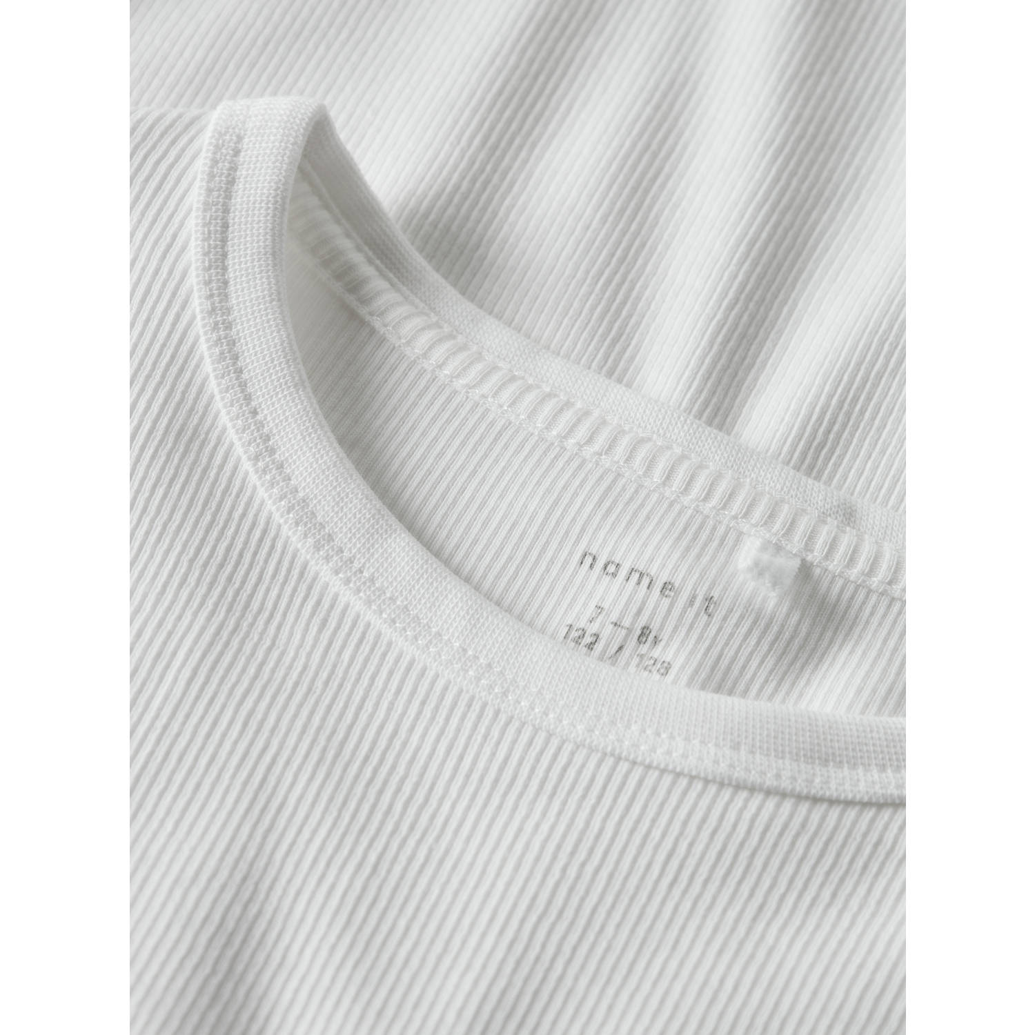 NAME IT KIDS mouwloze top wit rib gebreid