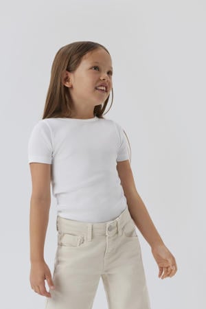 mouwloze top wit rib gebreid