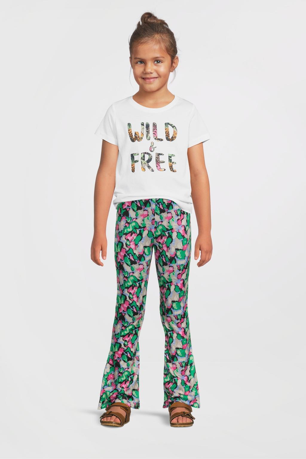 Witte meisjes NAME IT KIDS T-shirt van katoen met tekst print, korte mouwen en ronde hals