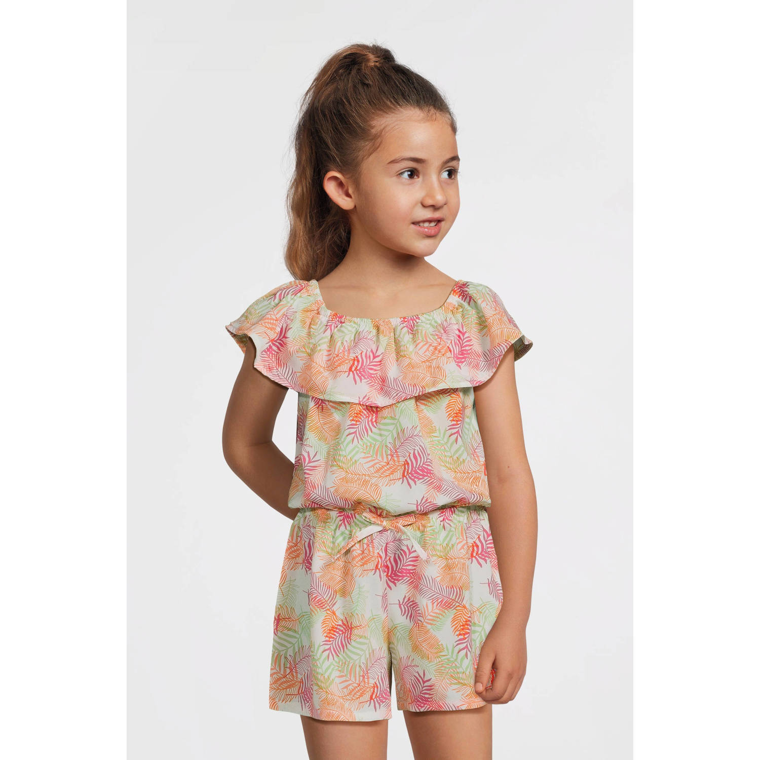 NAME IT KIDS playsuit lichtgroen roze wit