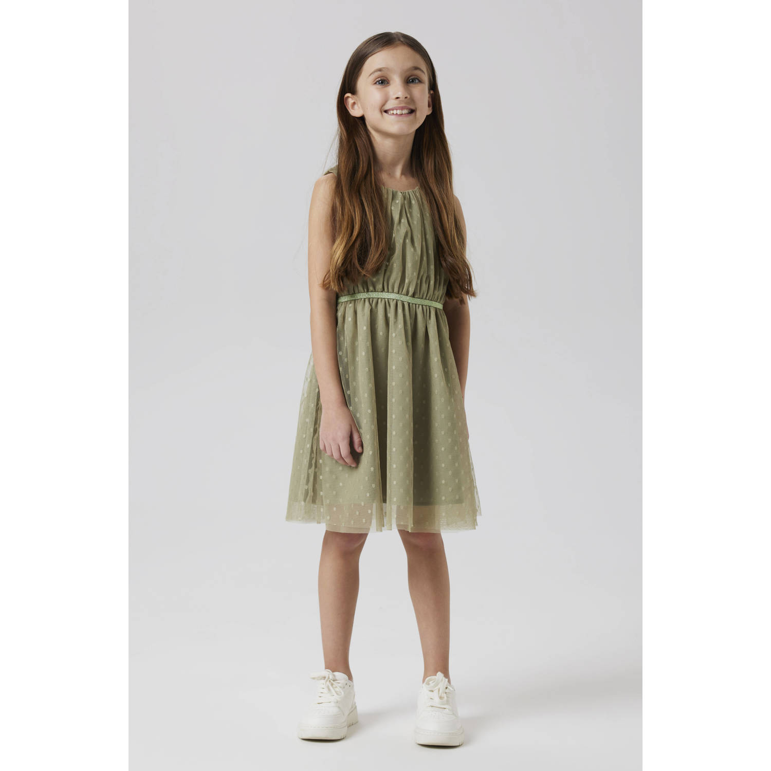 NAME IT KIDS midi jurk zachtgroen