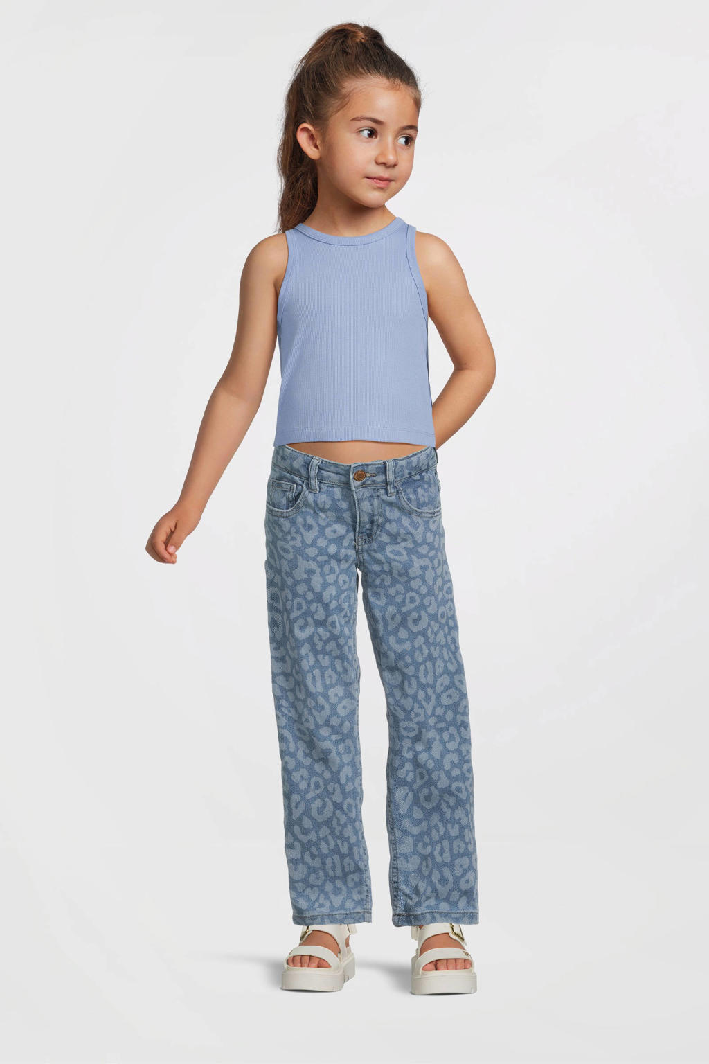 Donkergroene meisjes NAME IT KIDS mouwloze top met effen, ronde hals en gebreide details