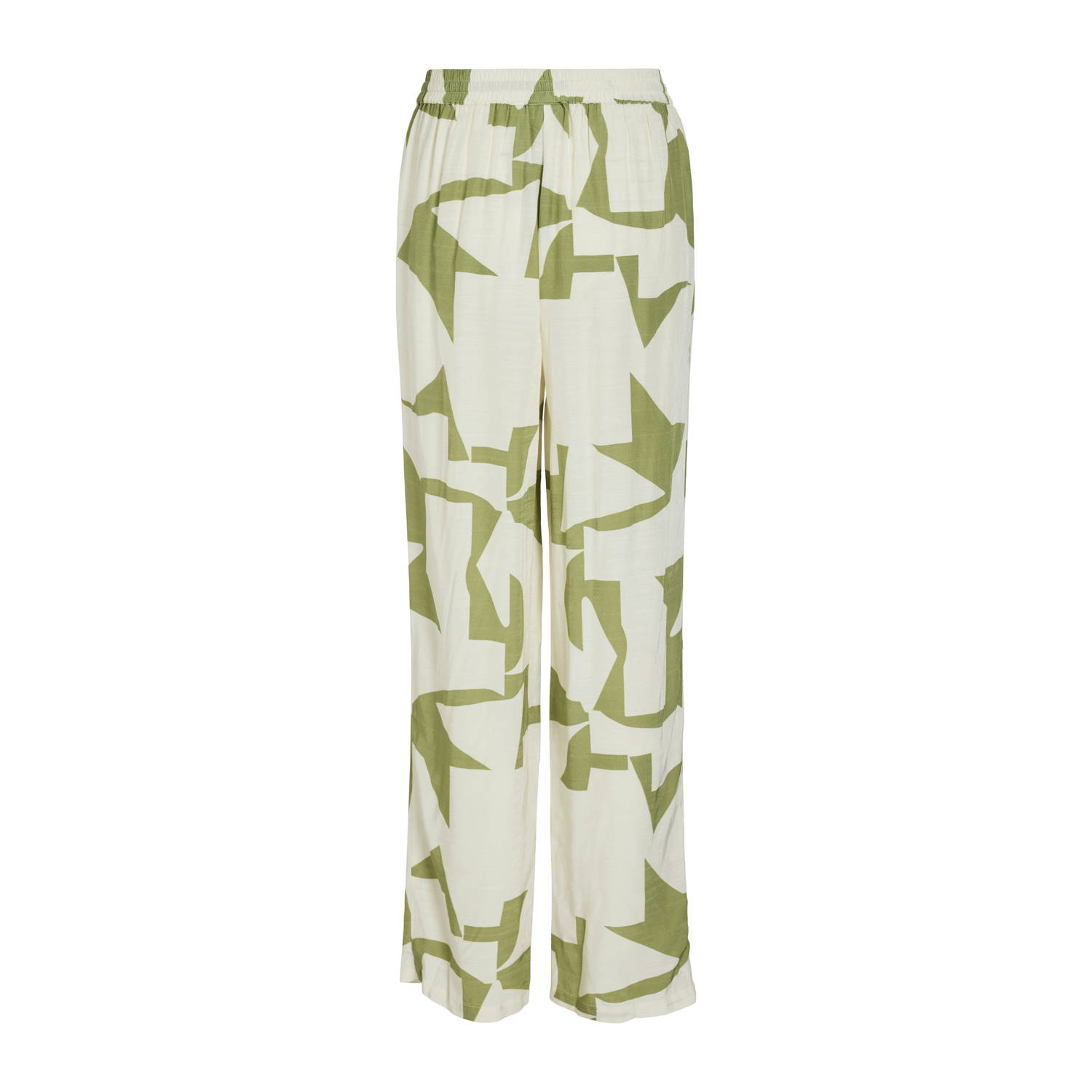 VILA straight high waist palazzo broek ecru