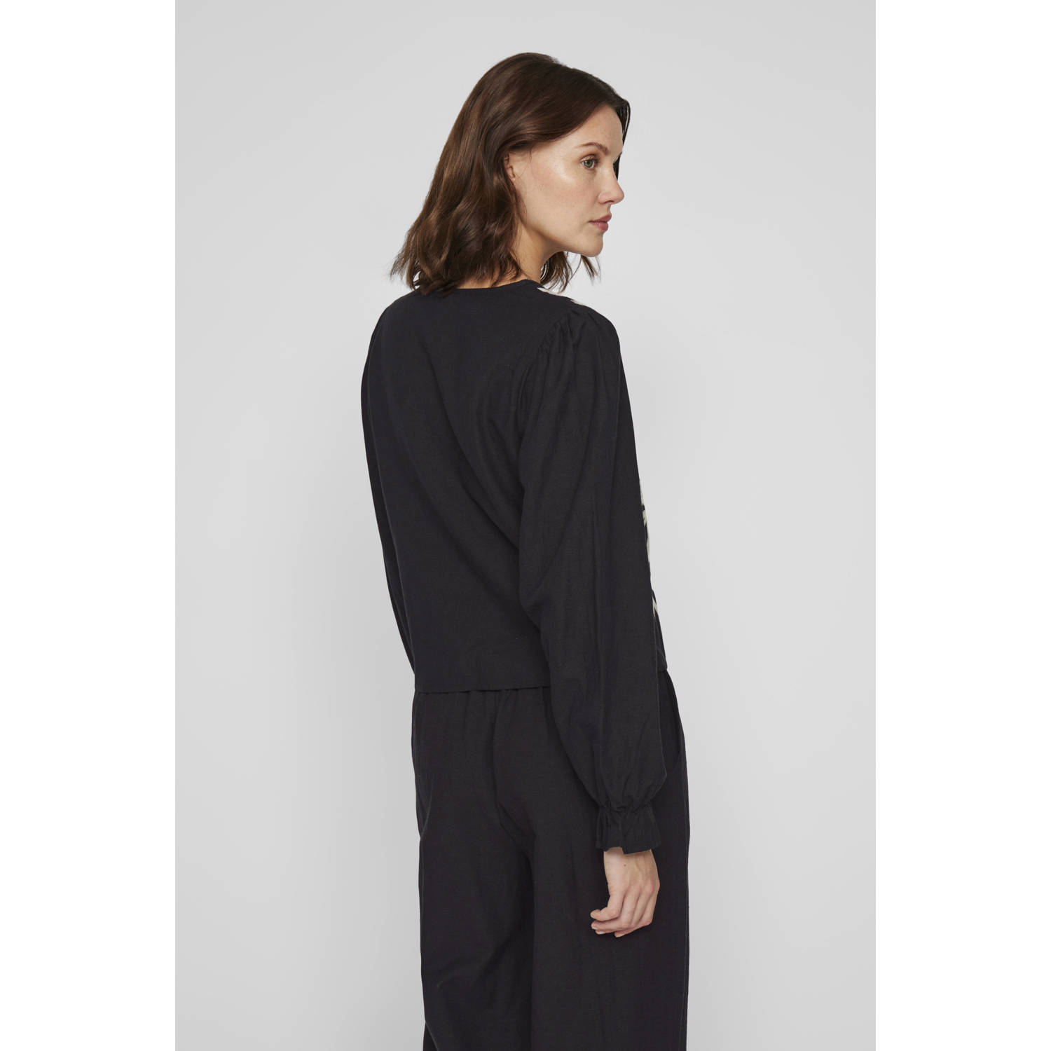 VILA blousetop zwart broderie