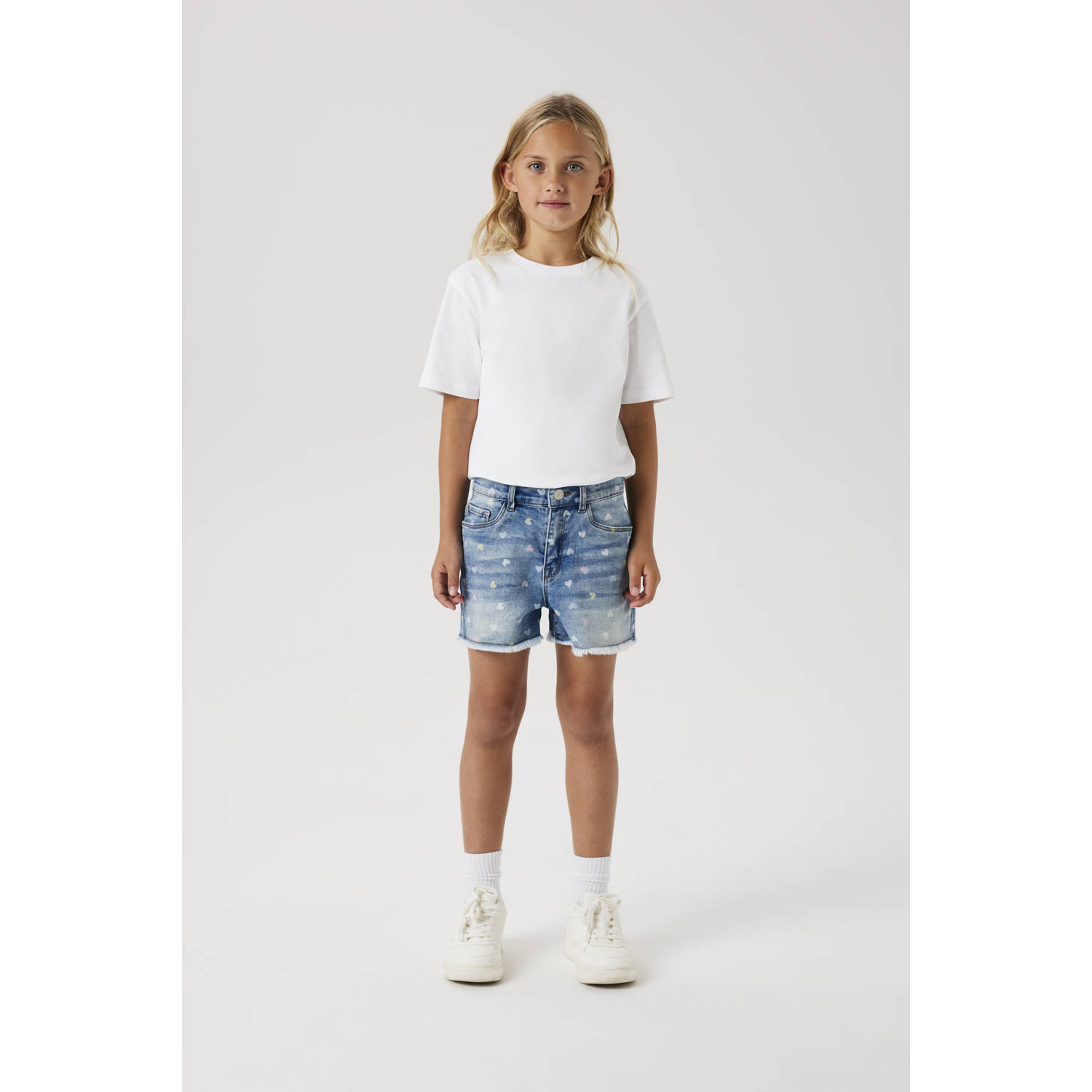 Name it Slim fit korte jeans met motiefprint model 'ROSE'