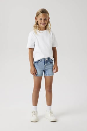 slim denim short light blue denim