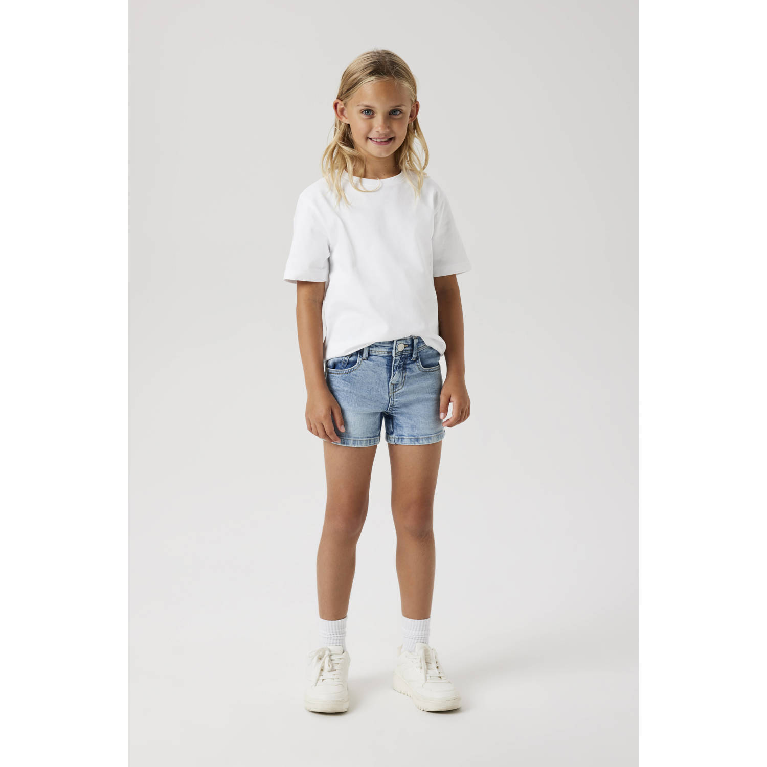 NAME IT KIDS slim denim short light blue denim
