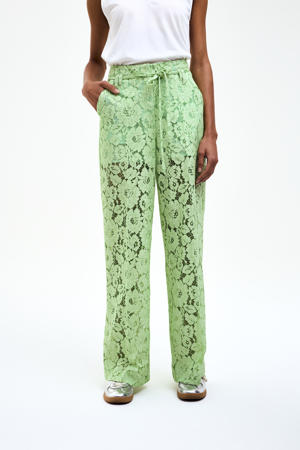 wide leg high waist casual broek lichtgroen