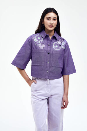 blouse paars met pailletten